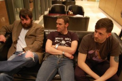 Justin Leisk, Paul Bulger & Alex Delmonte of Horse Rock relaxing before their first gig